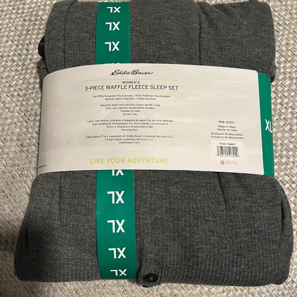 Womens 3 pc Waffle Fleece Sleep Set Long Sleeve Henley, Shorts & Pants Brand New - Picture 8 of 12